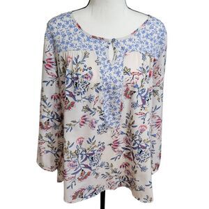 Tantrums Floral Multi Print Blouse Sz L
